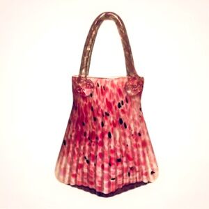 Vintage Y2K Murano Speckled Pink Glass Purse🌸Substantial Art Decor🌸